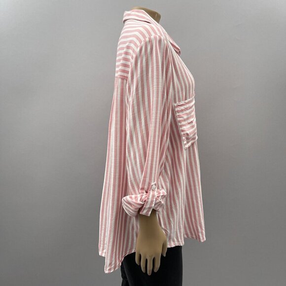 Casa Cabana Womens Striped Button-Down Shirt Red Pink White Womens XXL - Picture 10 of 12